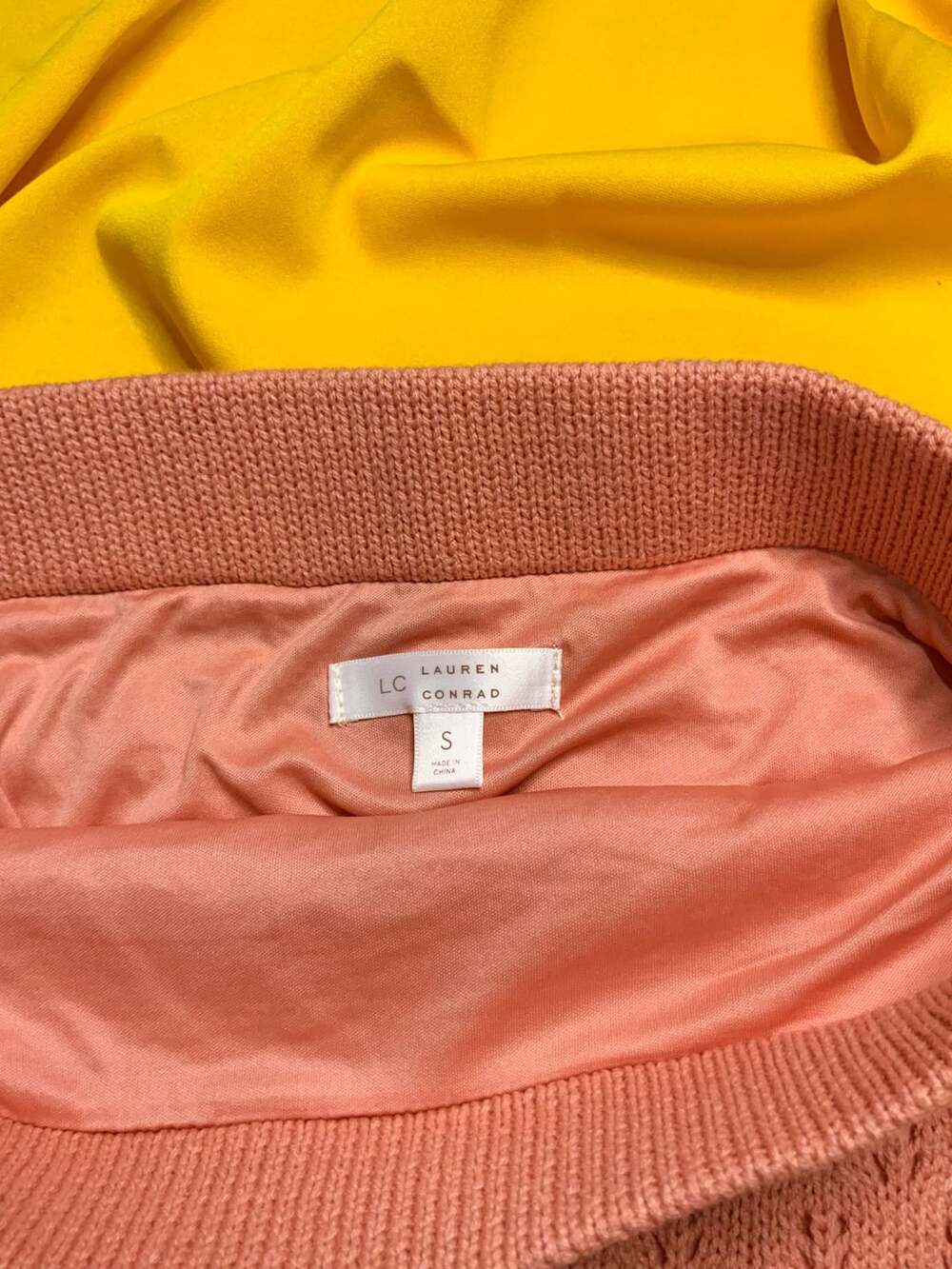 LC Lauren Conrad Skirt Women’s Size S Coral Pink Knit Midi - Picture 3 of 5